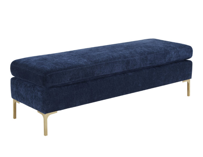 DELILAH NAVY TEXTURED VELVET BENCH - Image 5