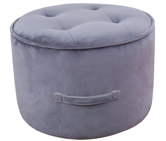 LUNA GREY VELVET OTTOMAN