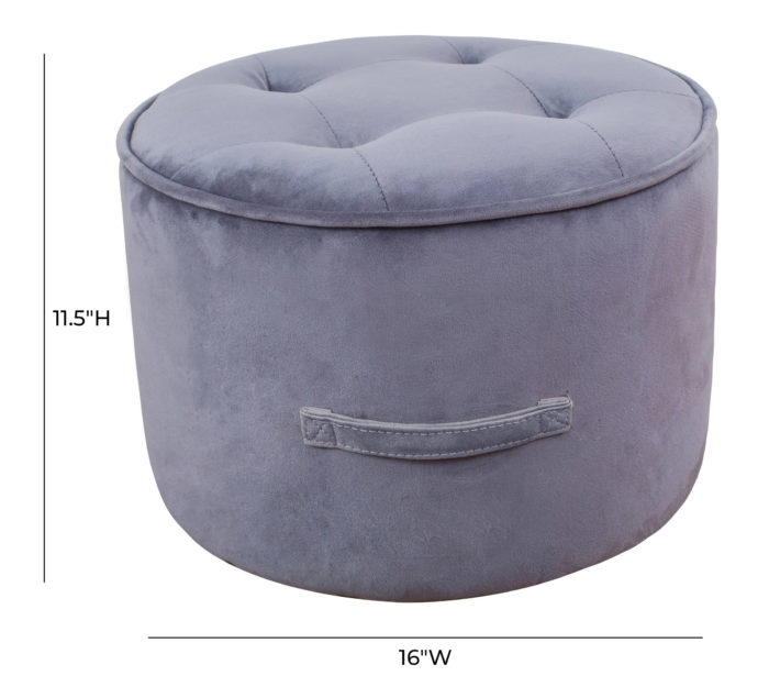 LUNA GREY VELVET OTTOMAN - Image 3