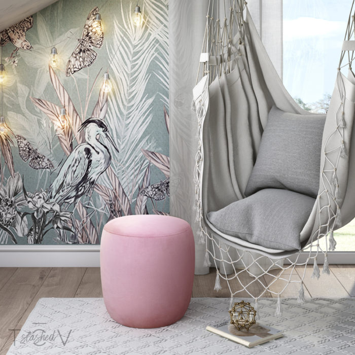 WILLOW BLUSH VELVET OTTOMAN - Image 2