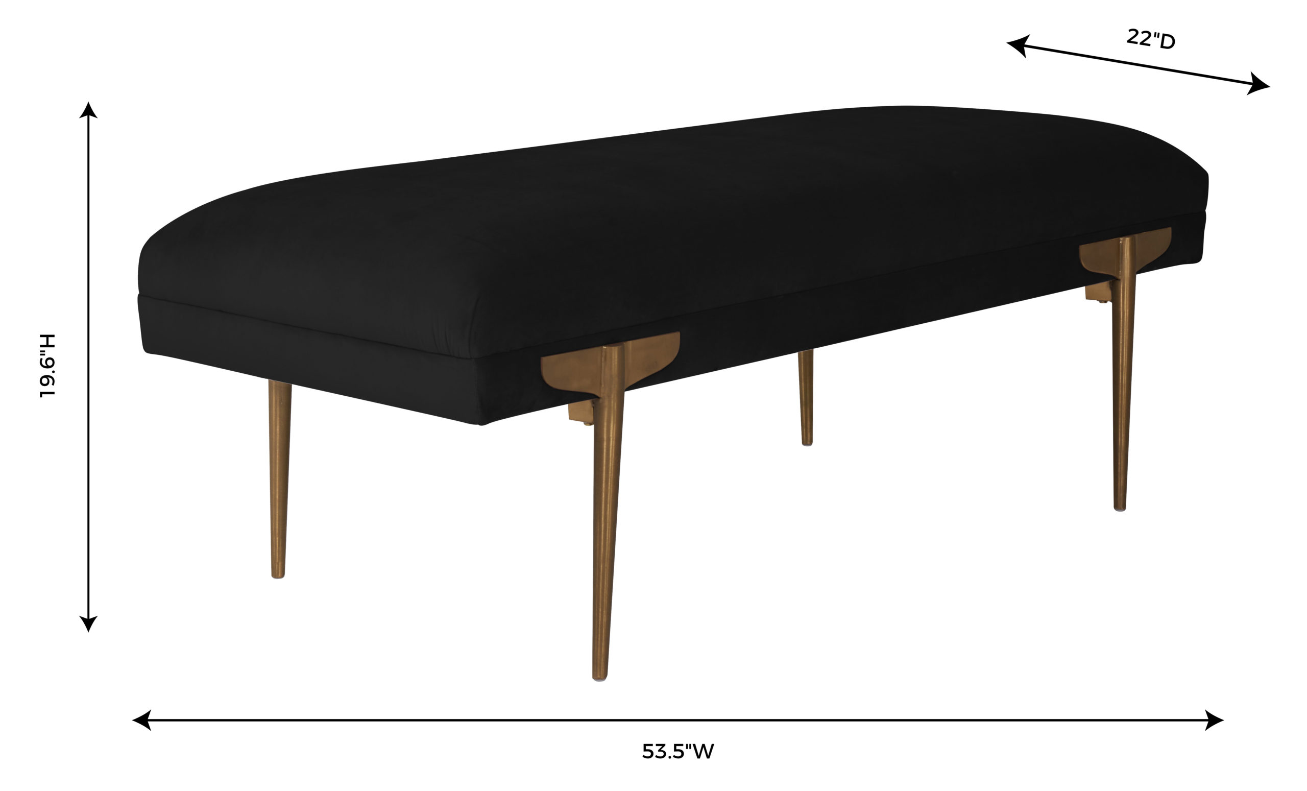 BRNO BLACK VELVET BENCH - Image 3