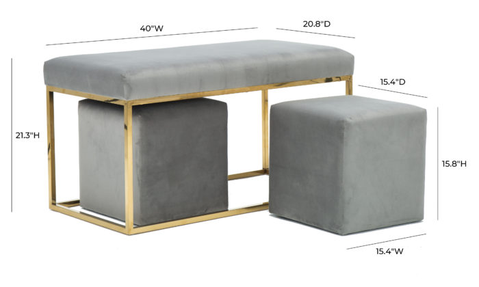 LILA TRI VELVET BENCH - Image 3