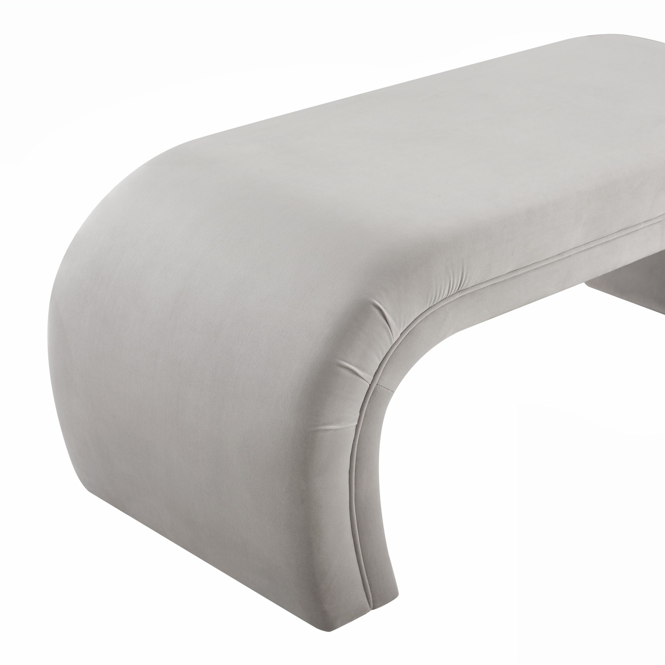 KENYA LIGHT GREY VELVET BENCH - Image 4