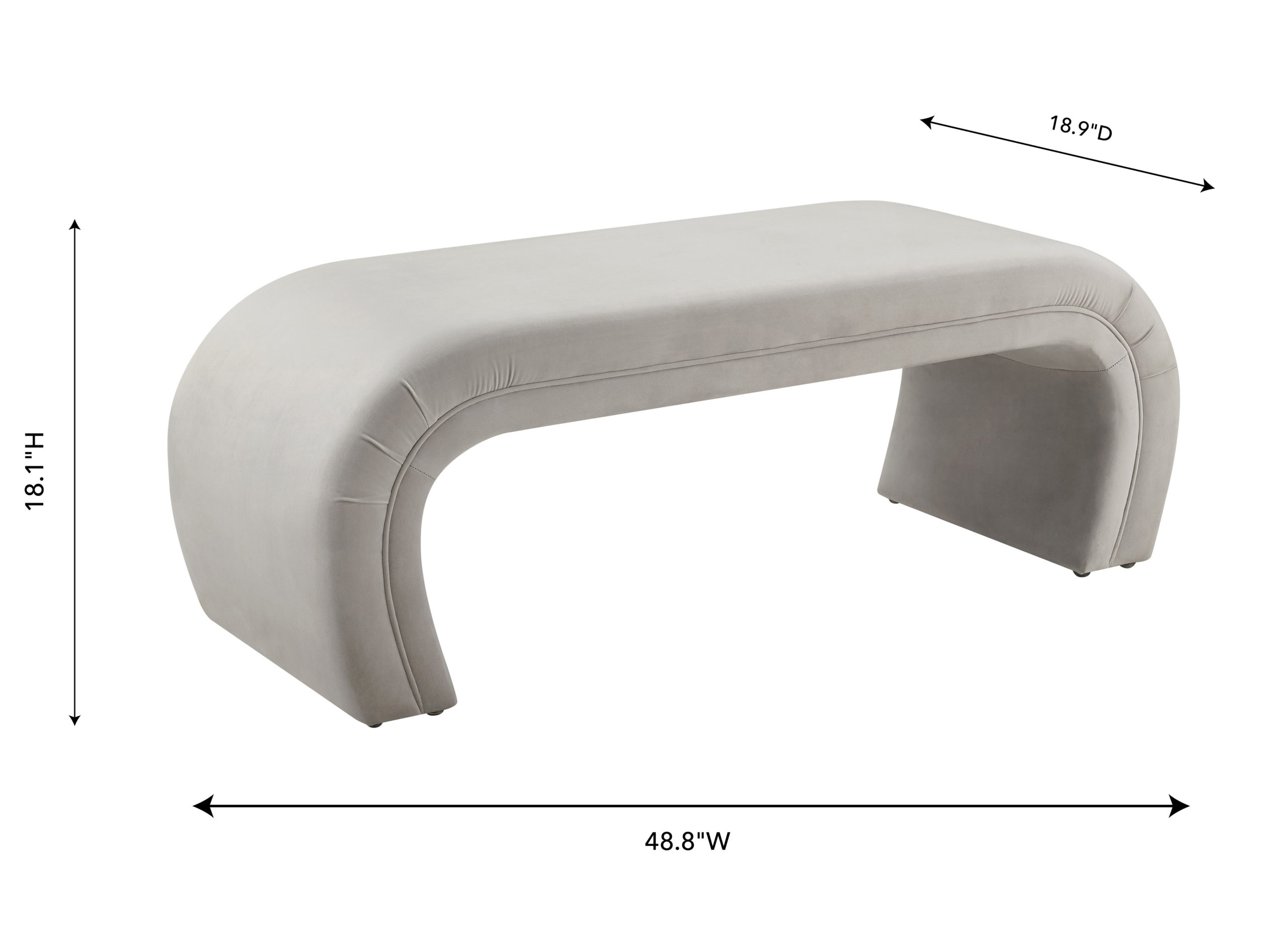 KENYA LIGHT GREY VELVET BENCH - Image 5
