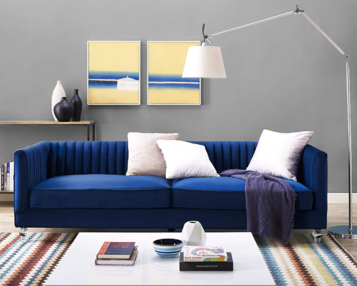 AVIATOR BLUE VELVET SOFA