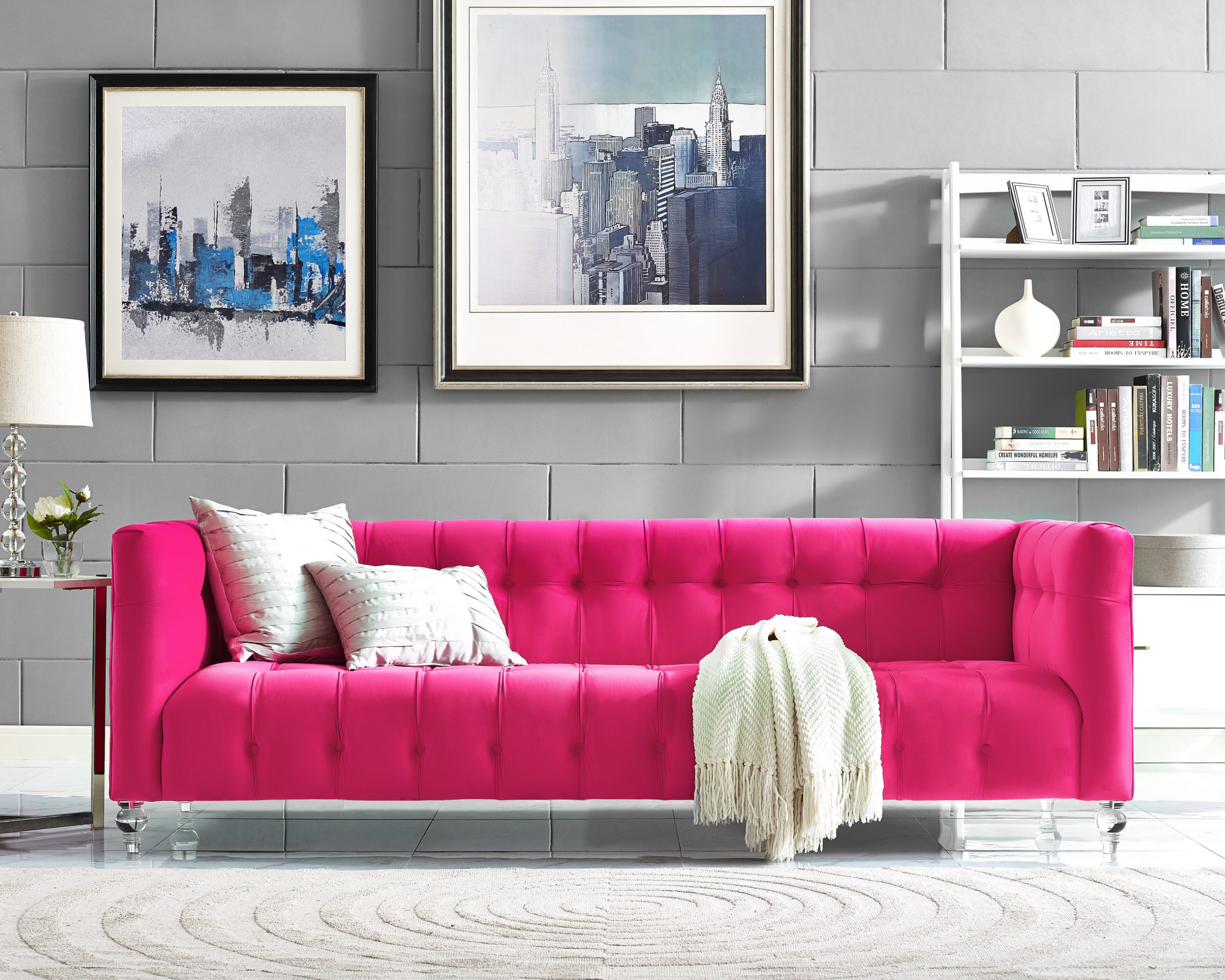 Bea Pink Velvet Sofa Michele Pelafas