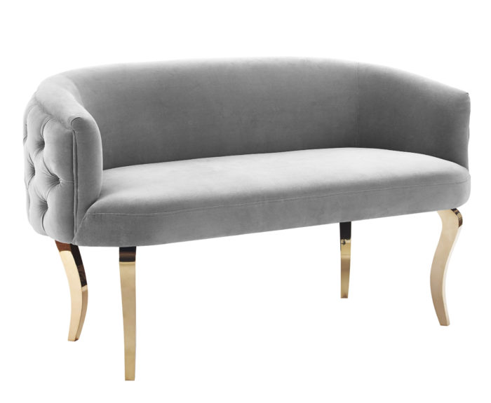 ADINA GREY VELVET LOVESEAT WITH GOLD LEGS - Image 2