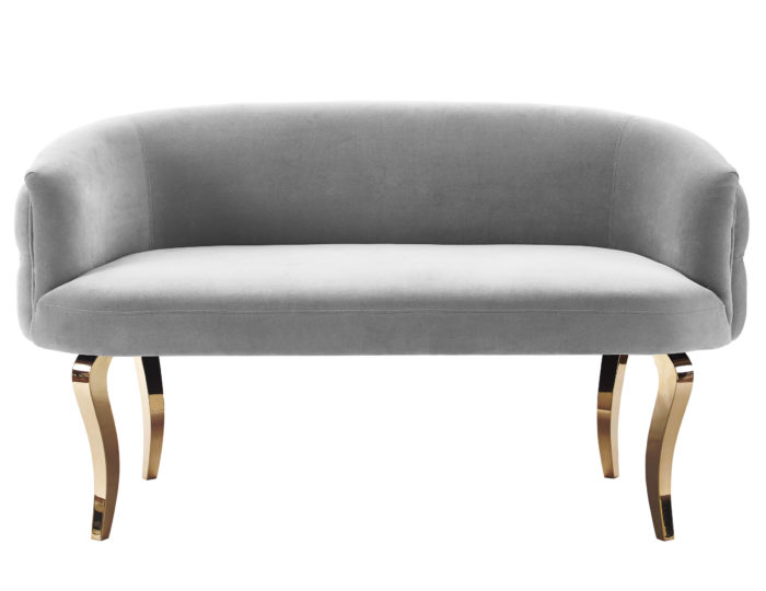 ADINA GREY VELVET LOVESEAT WITH GOLD LEGS - Image 3