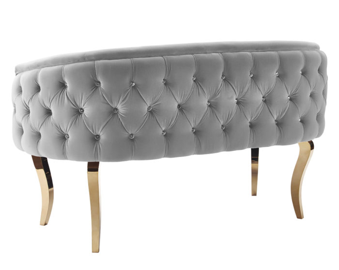 ADINA GREY VELVET LOVESEAT WITH GOLD LEGS - Image 4