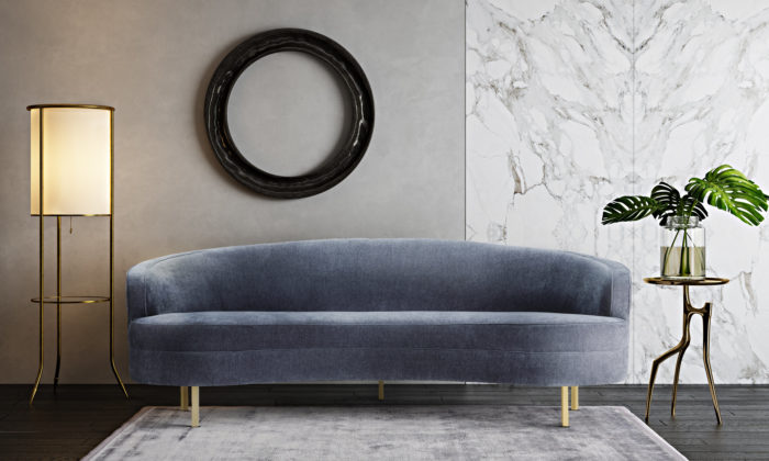 BAILA GRAY VELVET SOFA