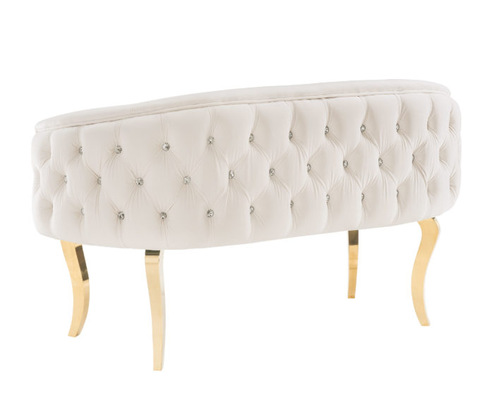 ADINA CREAM VELVET LOVESEAT WITH GOLD LEGS - Image 3