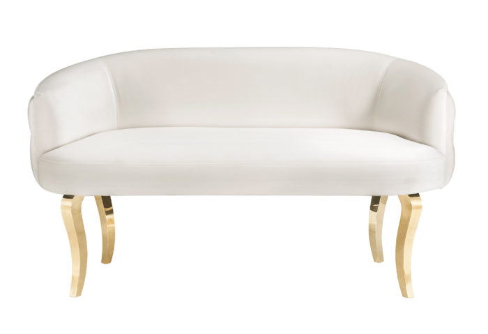 ADINA CREAM VELVET LOVESEAT WITH GOLD LEGS - Image 4