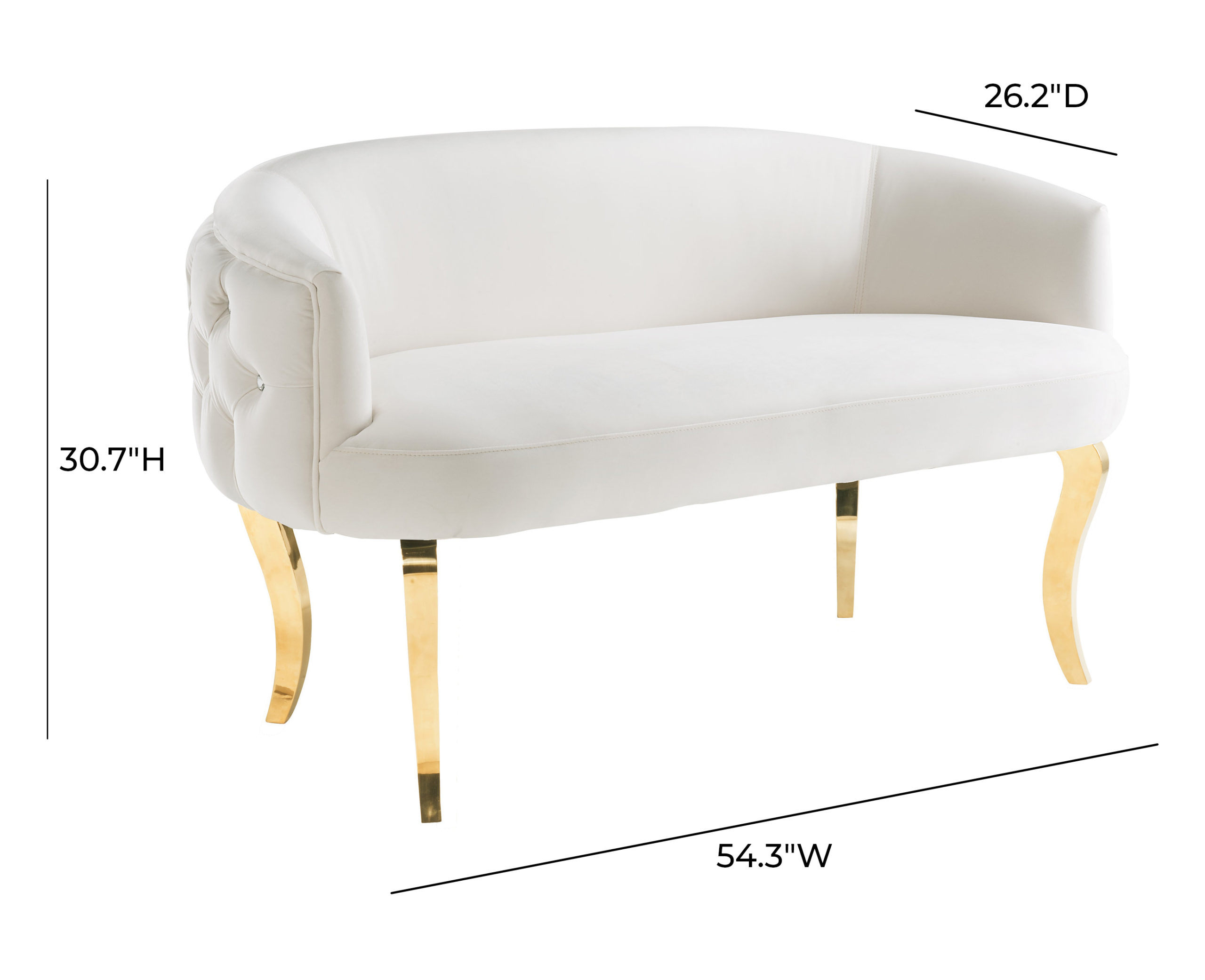 Loveseat with gold legs discount