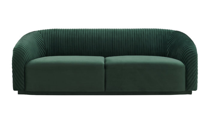 YARA PLEATED FOREST GREEN VELVET SOFA - Image 2
