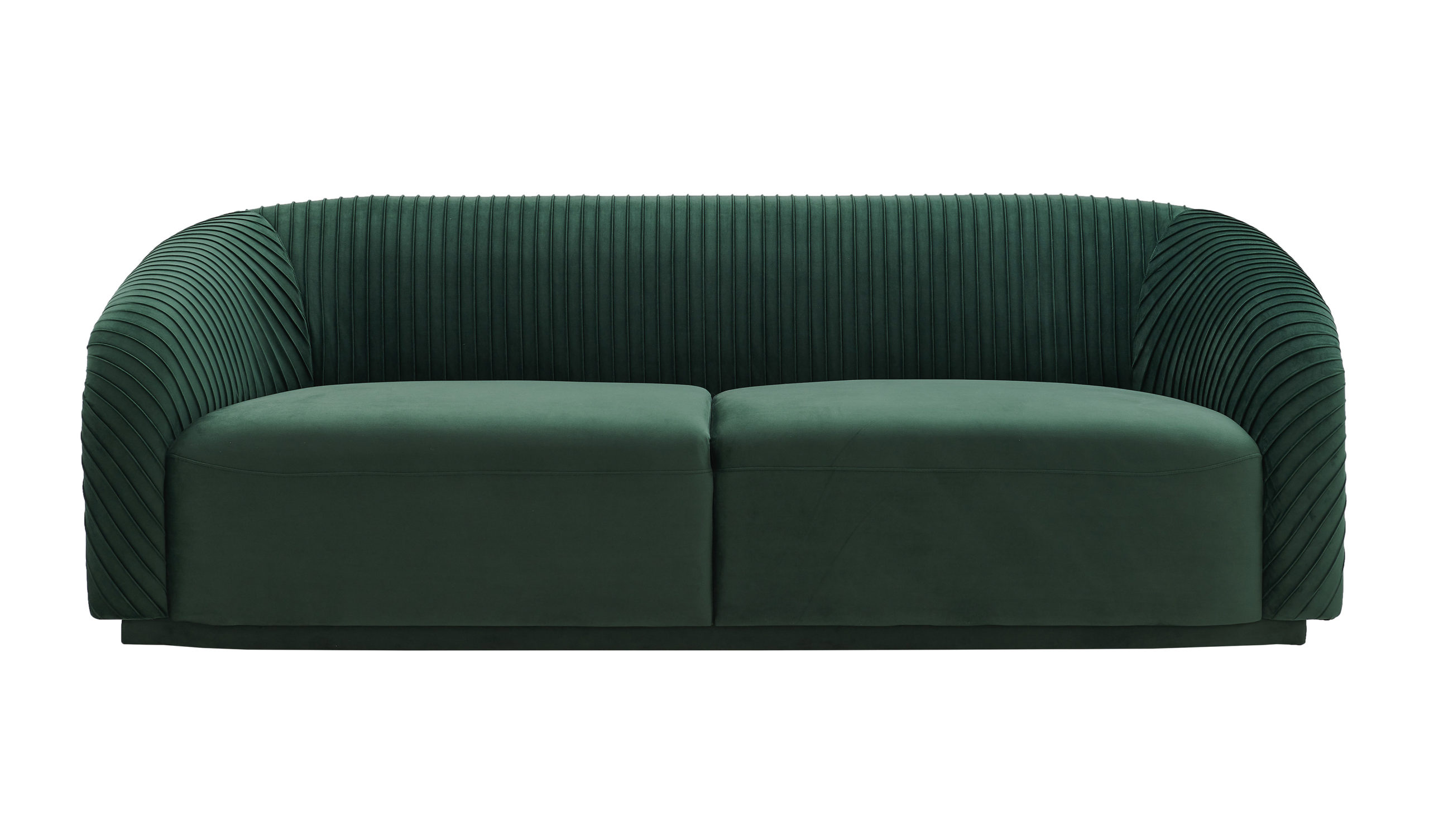 YARA PLEATED FOREST GREEN VELVET SOFA - Michele Pelafas