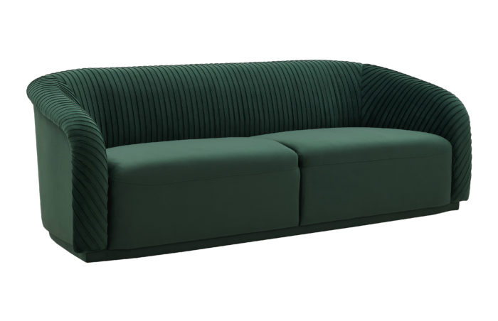 YARA PLEATED FOREST GREEN VELVET SOFA - Image 3