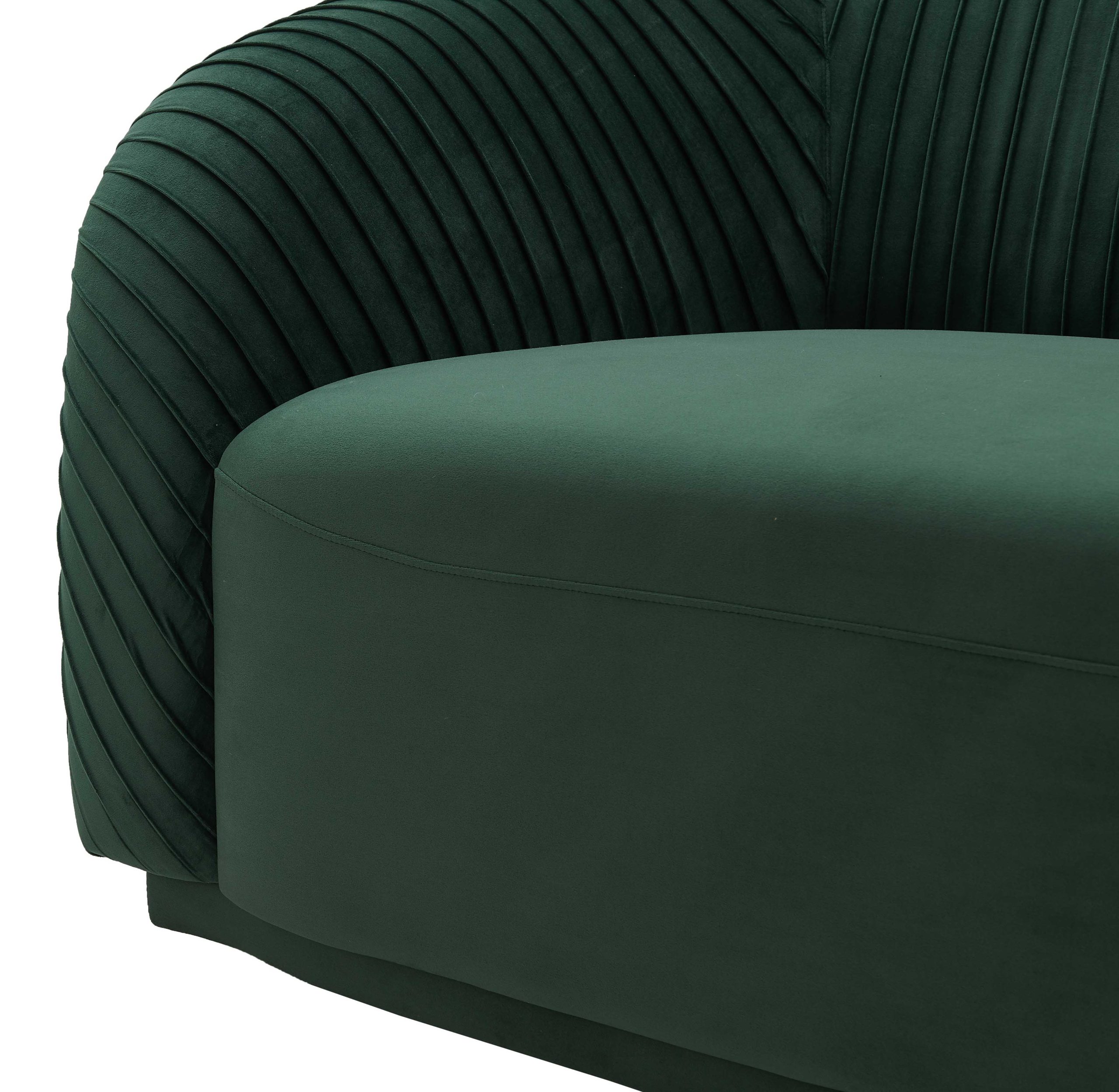 YARA PLEATED FOREST GREEN VELVET SOFA - Michele Pelafas