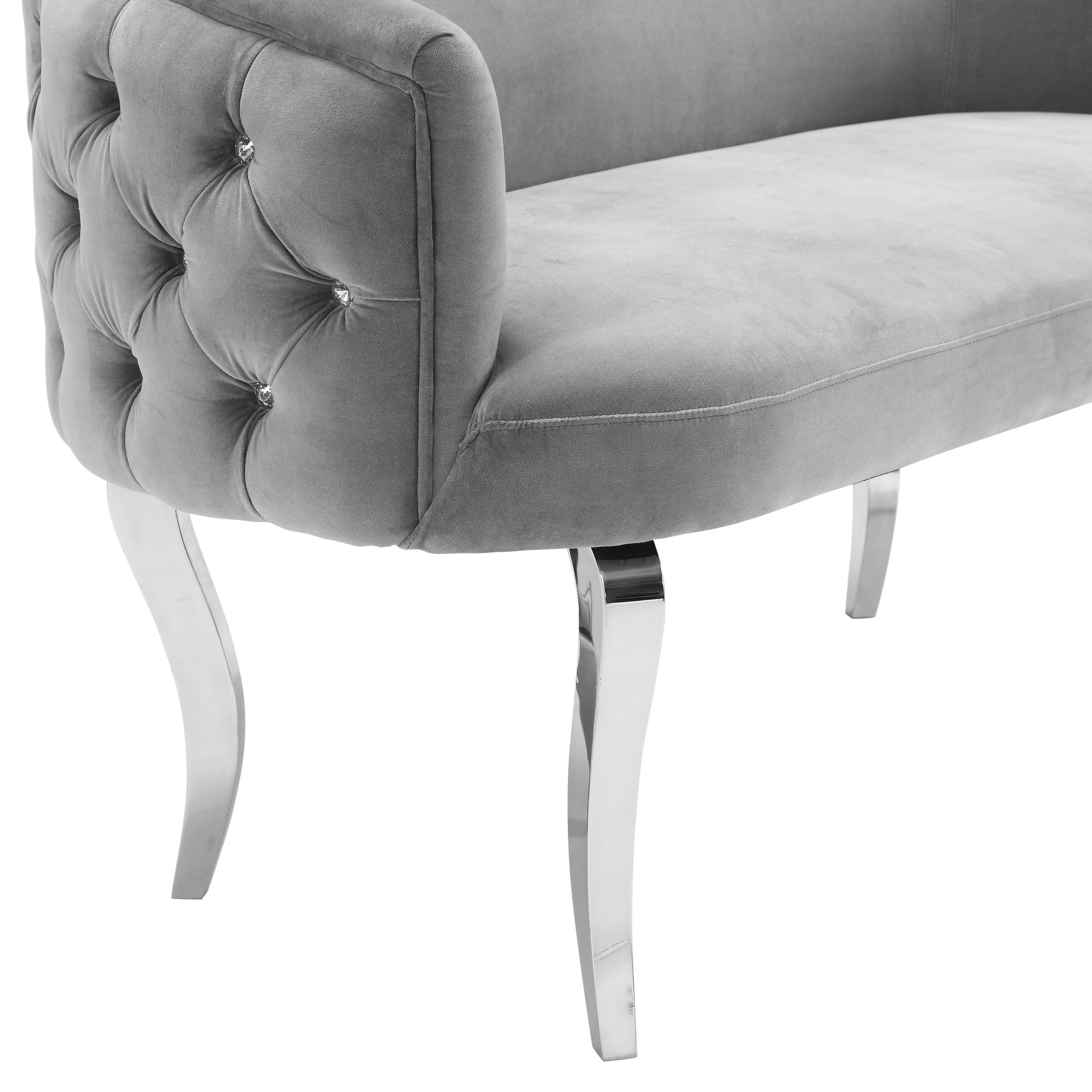 ADINA GREY VELVET LOVESEAT WITH SILVER LEGS - Image 5