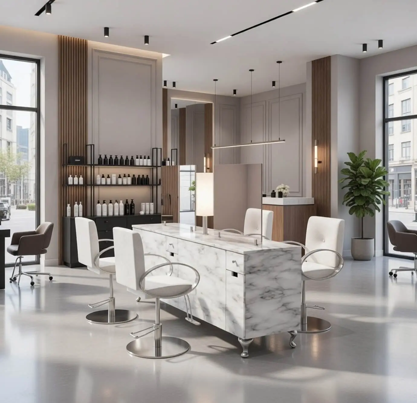 double-sided salon styling station