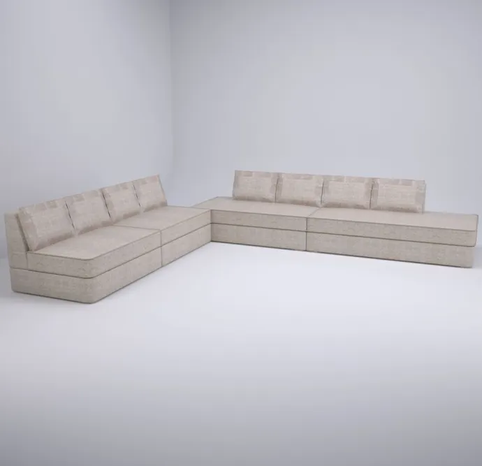 L-shaped sectional sofa with ample seating and a neutral color scheme.