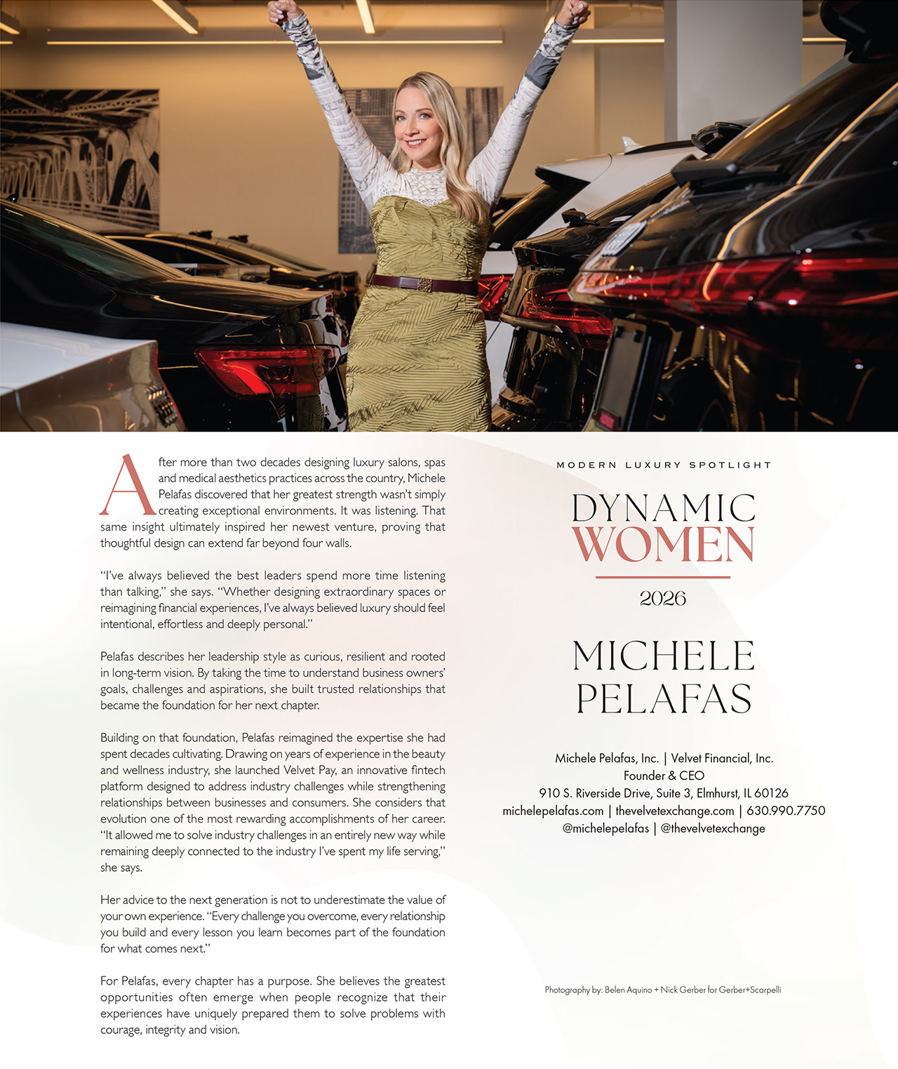 michele-pelafas-modern-luxury-cs-chicago-2026 Michele Pelafas featured in the Modern Luxury CS Chicago 2026 Dynamic Women print spotlight.